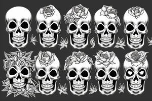 Halloween skull with plants tattoo idea