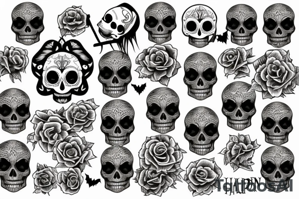 Halloween skull tattoo idea