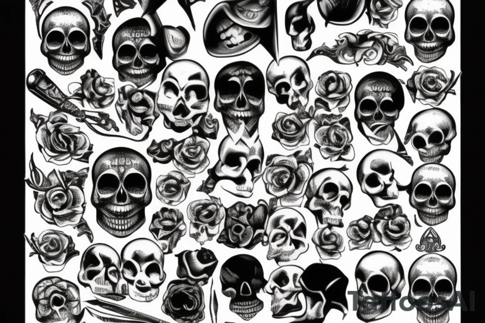 dagger in skull tattoo idea