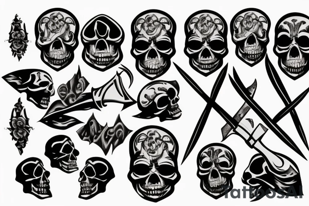 dagger in skull tattoo idea