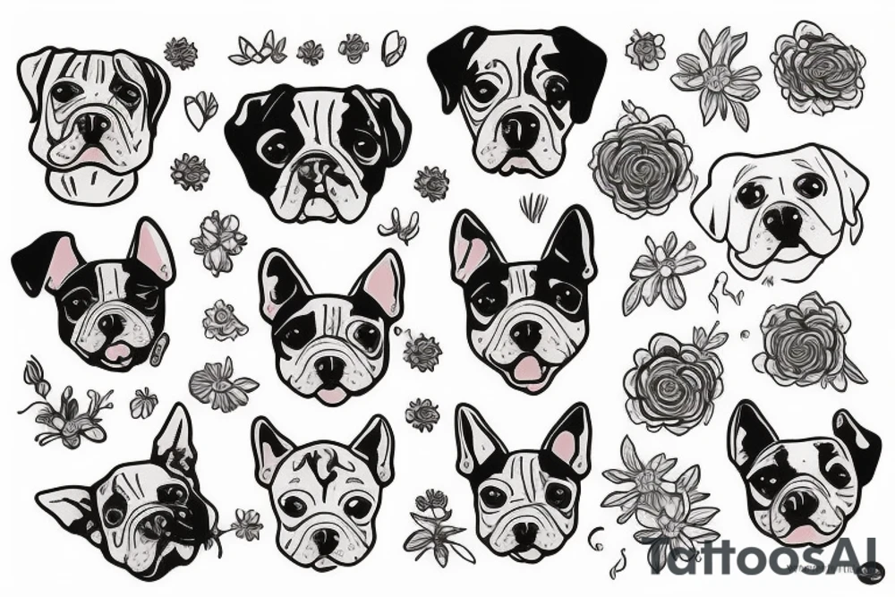 Dog with flower tattoo idea
