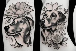Dog with flower tattoo idea