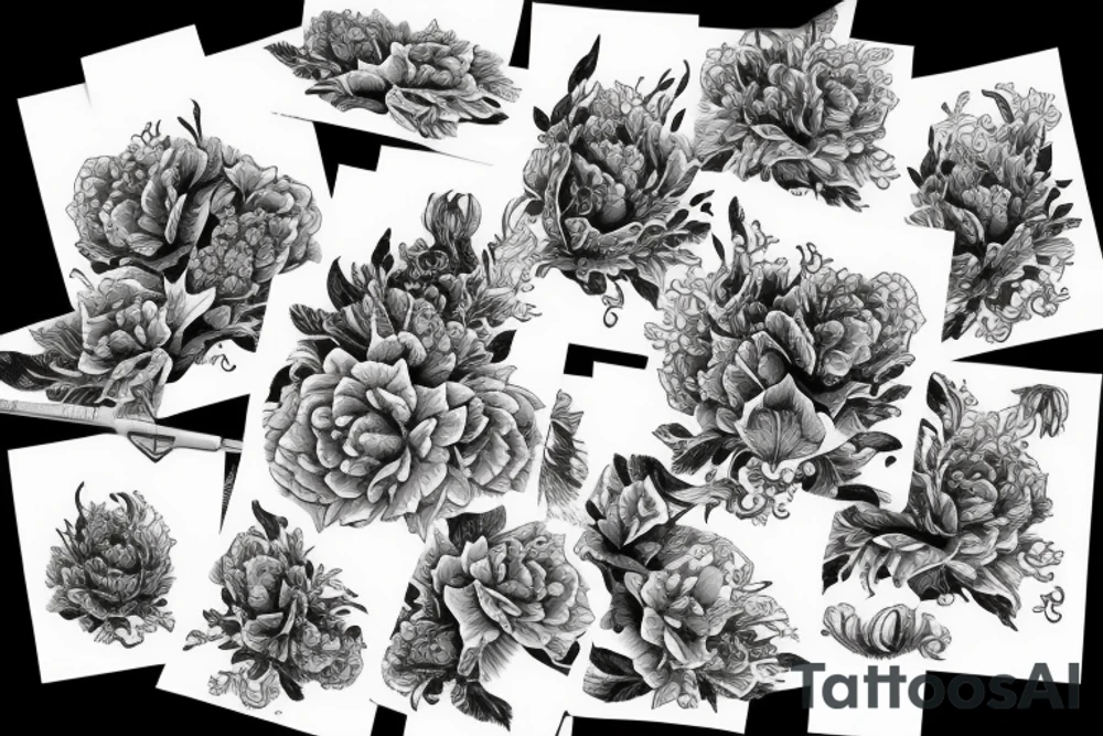 Dragon with peonias tattoo idea