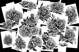 Dragon with peonias tattoo idea