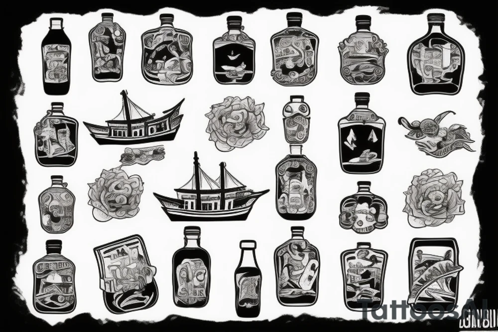 Sinking ship in a bottle tattoo idea