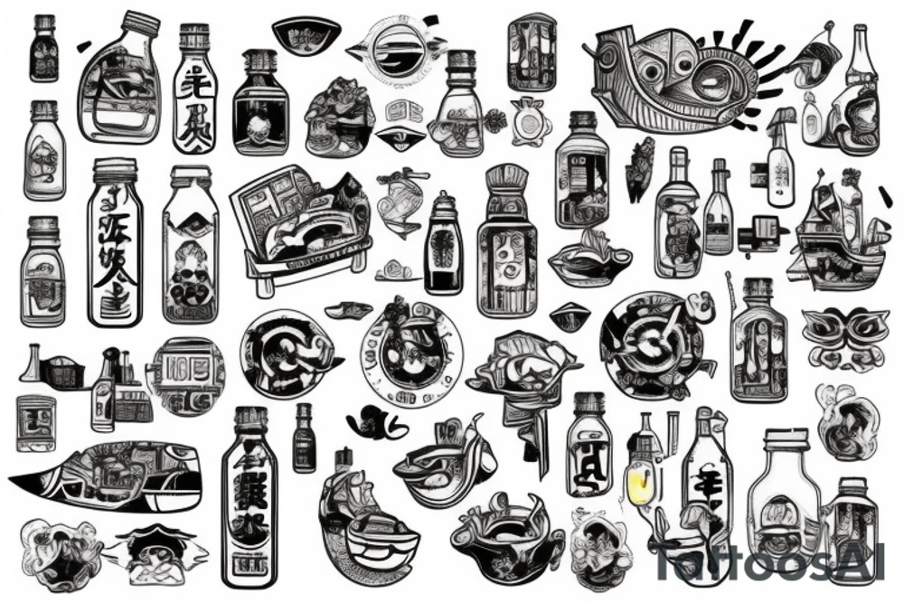 Sinking ship in a bottle tattoo idea