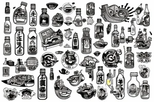 Sinking ship in a bottle tattoo idea