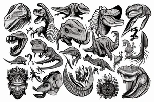 Human with dinosaur head tattoo idea
