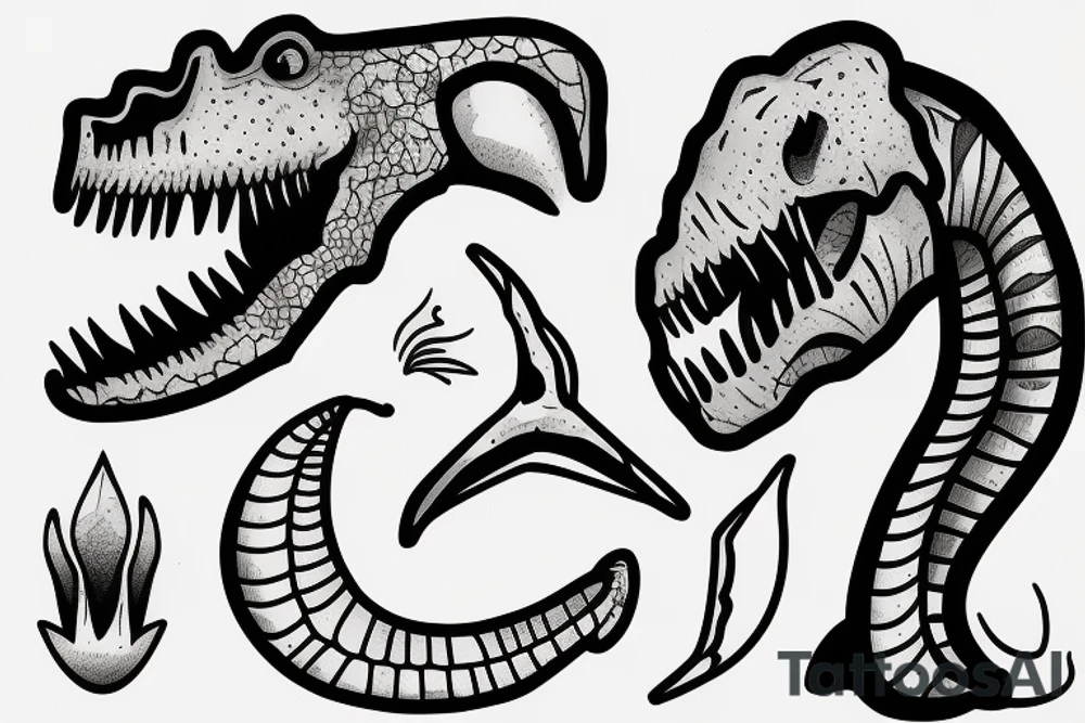 Human with dinosaur head tattoo idea