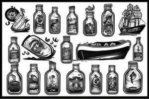 Sinking ship in a bottle tattoo idea