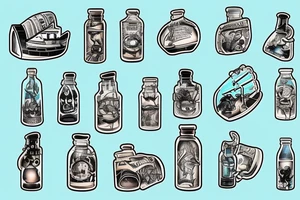 Sinking ship in a bottle tattoo idea