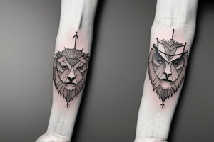 A black forearm band, but it has 4 gaps where the skin color is visible. These gaps should represent:
-a minimalist lion
-a minimalist owl
-a minimalist libra
-a minimalist river tattoo idea