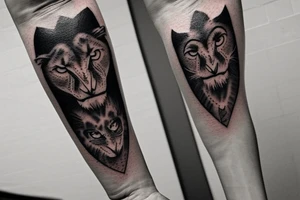 A black forearm band, but it has 4 gaps where the skin color is visible. These gaps should represent:
-a minimalist lion
-a minimalist owl
-a minimalist libra
-a minimalist river tattoo idea