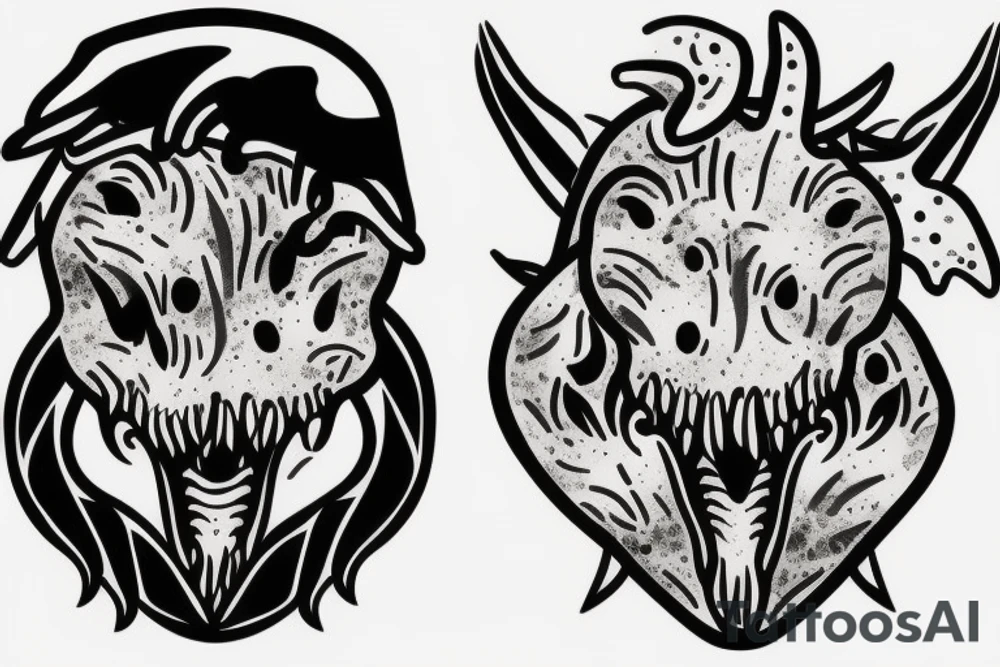 Human with dinosaur head tattoo idea