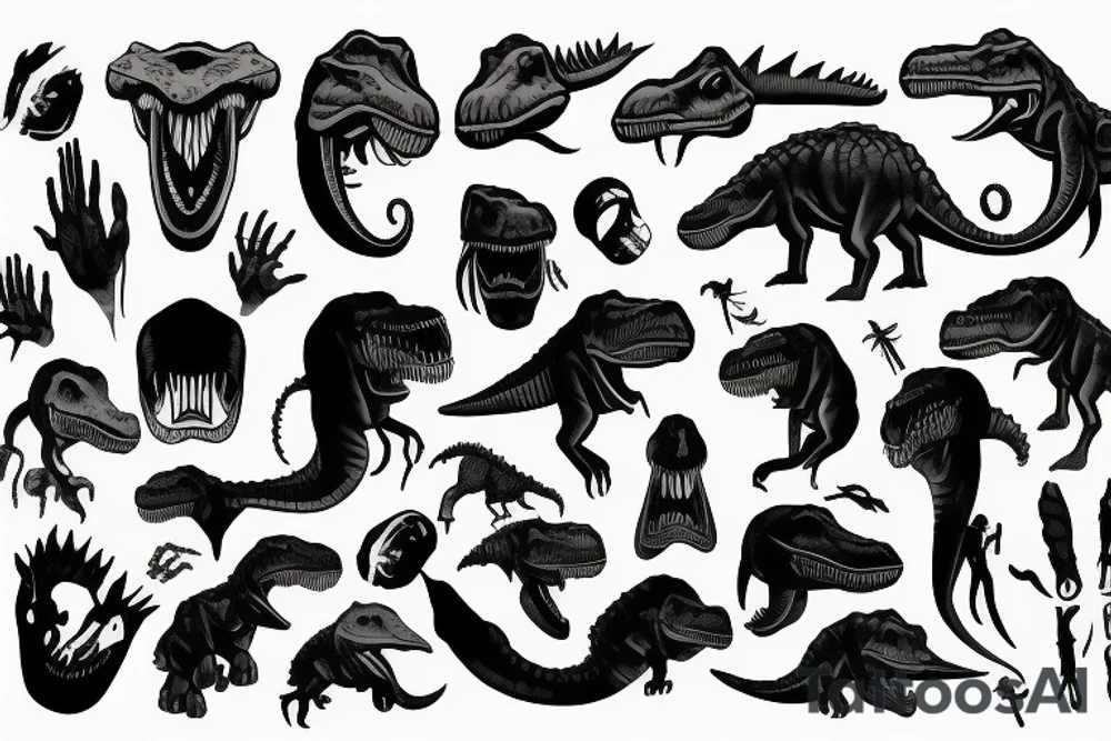 Human with dinosaur head tattoo idea