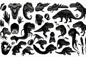 Human with dinosaur head tattoo idea