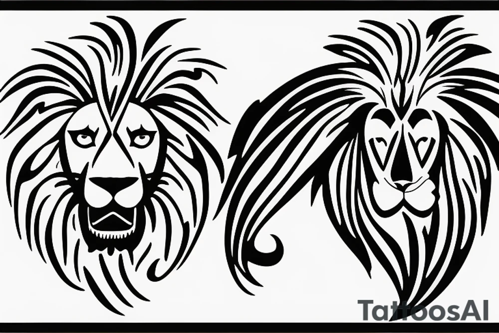 a minimalist lion symbol on black background tattoo idea