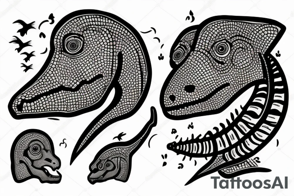 Human with dinosaur head tattoo idea