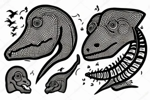 Human with dinosaur head tattoo idea