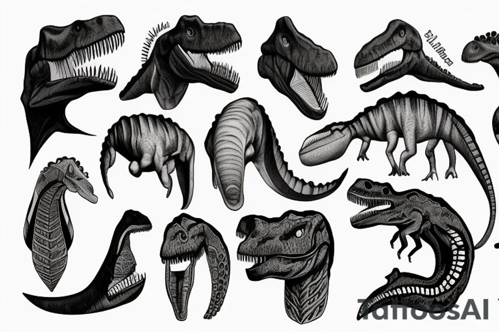 Human with dinosaur head tattoo idea