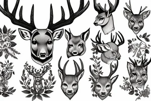 Deer, oak, wildlife, Lynx tattoo idea