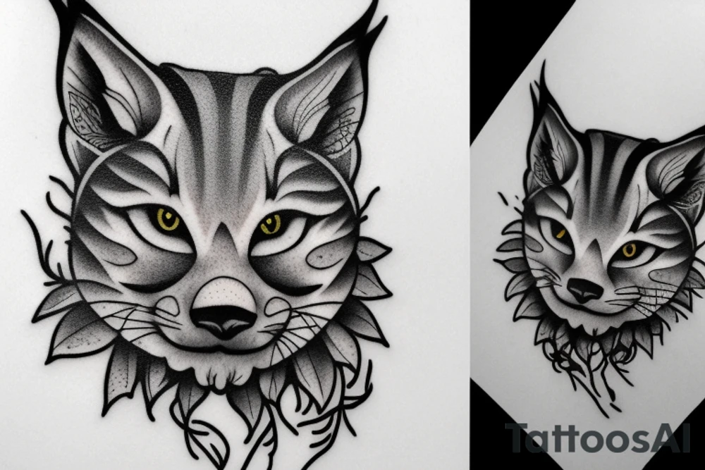 oak, wildlife, Lynx tattoo idea