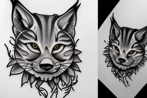 oak, wildlife, Lynx tattoo idea
