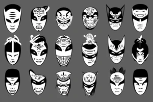 katana with a mask tattoo idea