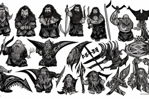 dwarf, lotr of the rings, vikings, warrior, shaman, alphabet, runs, back tattoo idea