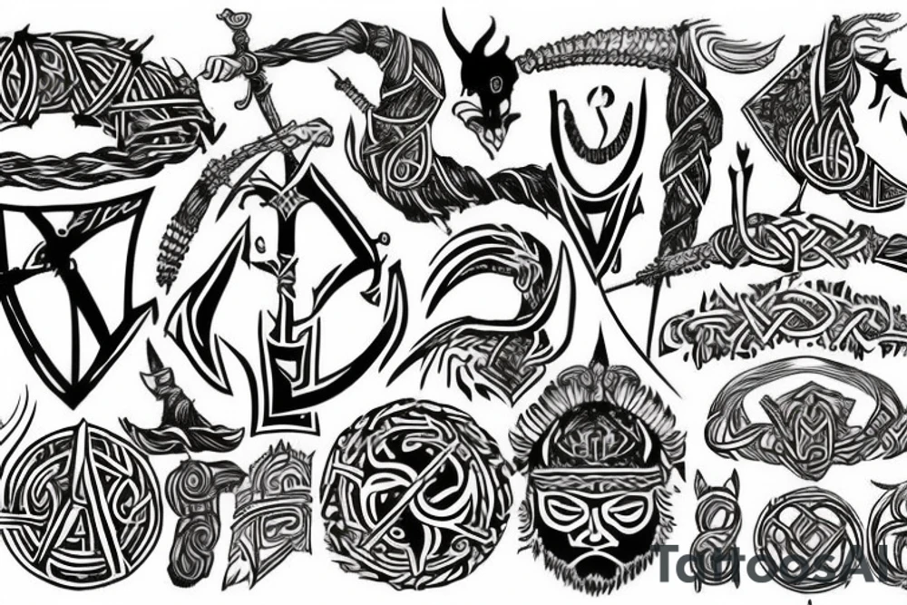 lotr of the rings, vikings, warrior, shaman, alphabet, runs, back tattoo idea