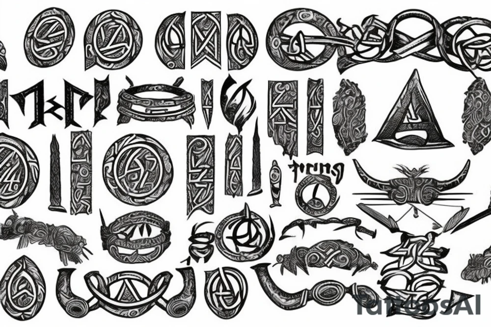 lotr of the rings, vikings, warrior, shaman, alphabet, runs, back tattoo idea