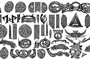 lotr of the rings, vikings, warrior, shaman, alphabet, runs, back tattoo idea