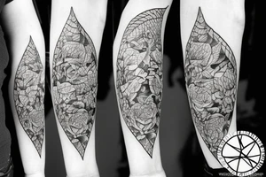 snake in leaves and flowers connected with triangle illuminai tattoo idea