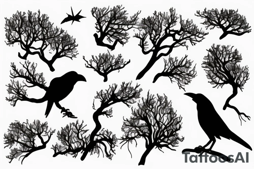 Crows leaving a dying tree tattoo idea