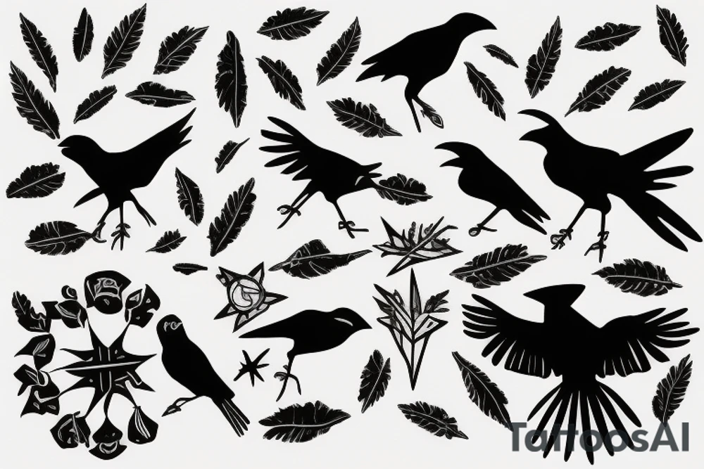 Crows sitting on tree tattoo idea
