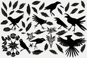 Crows sitting on tree tattoo idea