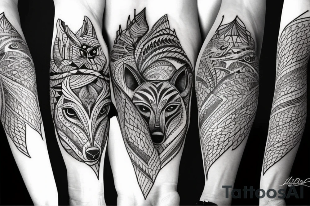 Wolf tribal tatto on full forearm tattoo idea