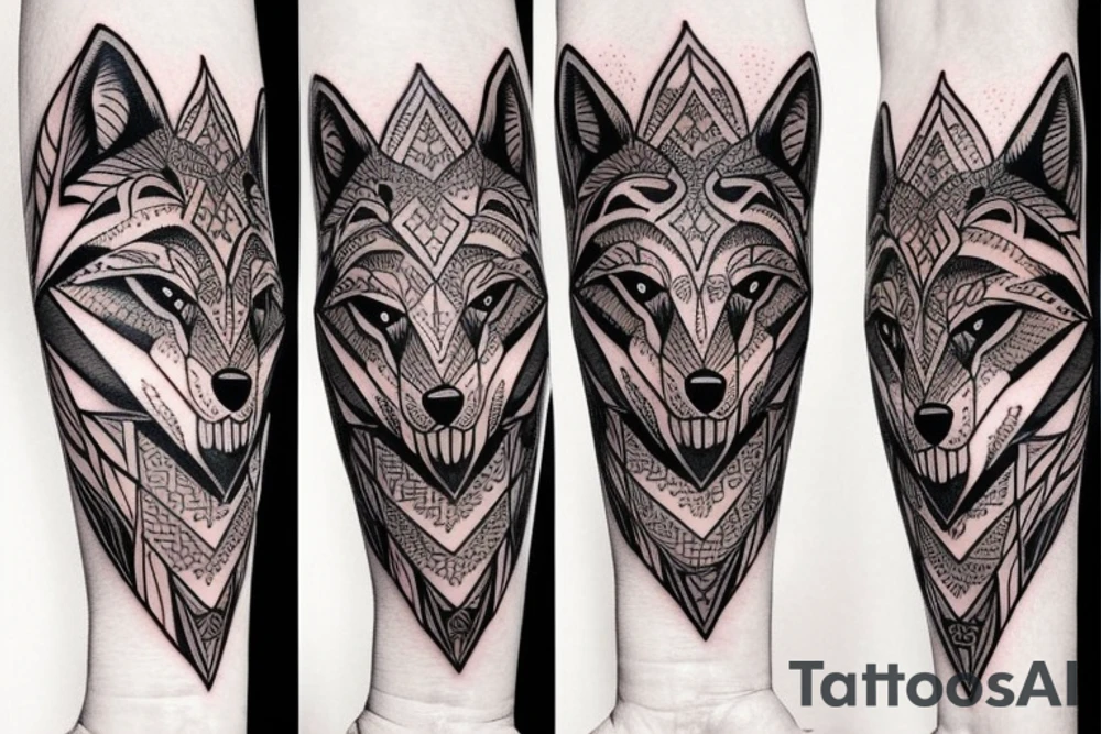 Wolf tribal tatto on full forearm tattoo idea