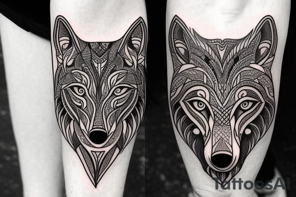 Wolf tribal tatto on full forearm tattoo idea