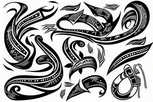 Forearm fire waves from wrist to elbow with tribal designs tattoo idea