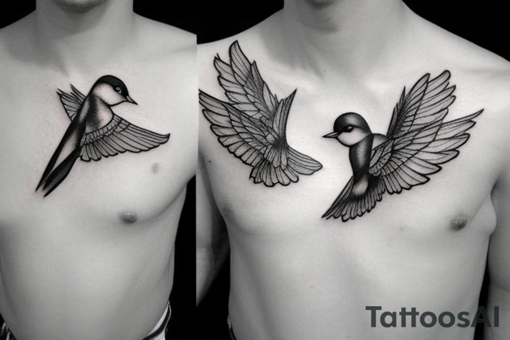 Small realistic swallows as an biceps and triceps tattoo tattoo idea Small realistic swallows as an biceps and triceps tattoo tattoo idea