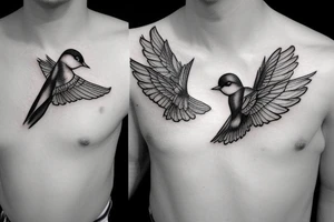 Small realistic swallows as an biceps and triceps tattoo tattoo idea