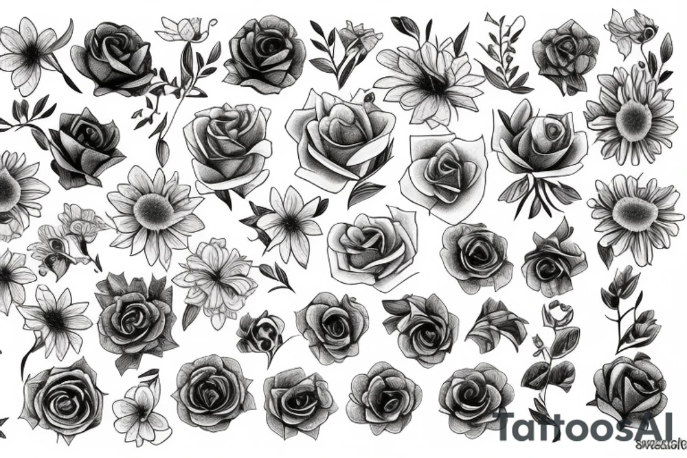 Portrait flowers tattoo idea