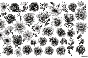 Portrait flowers tattoo idea