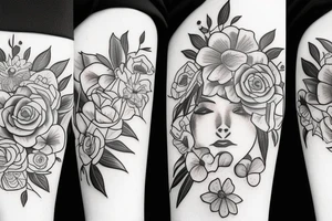 Portrait flowers tattoo idea