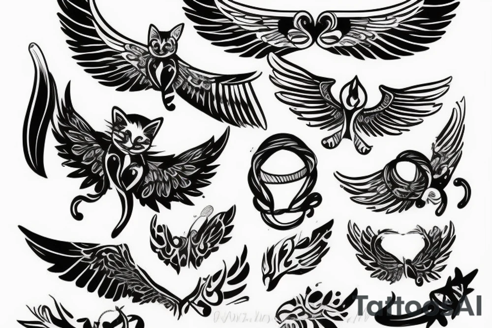 Cat with wings tattoo idea
