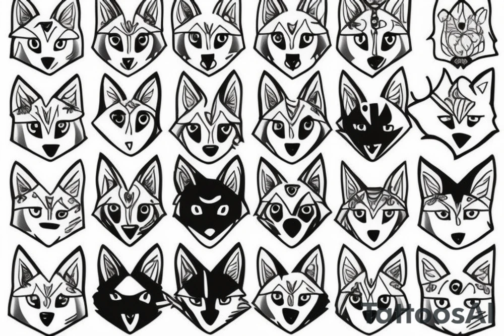 wolf cat forest tattoo idea