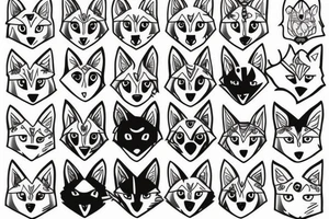 wolf cat forest tattoo idea