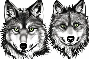 wolf cat forest tattoo idea