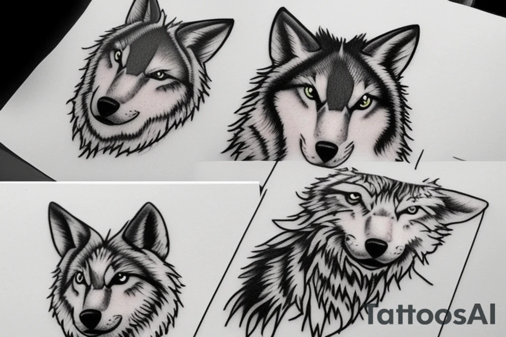 wolf cat forest tattoo idea